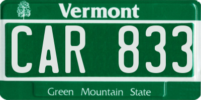 VT license plate CAR833