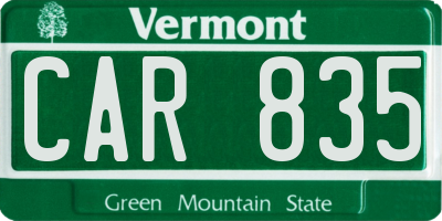 VT license plate CAR835