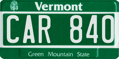 VT license plate CAR840