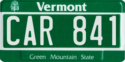 VT license plate CAR841