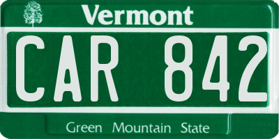 VT license plate CAR842