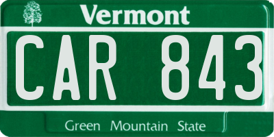 VT license plate CAR843