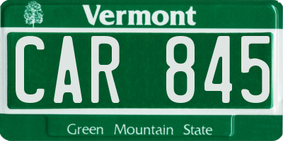 VT license plate CAR845