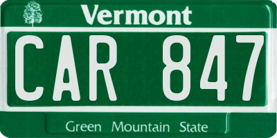 VT license plate CAR847