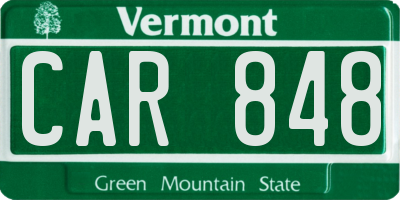 VT license plate CAR848