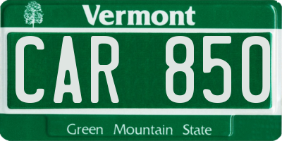 VT license plate CAR850