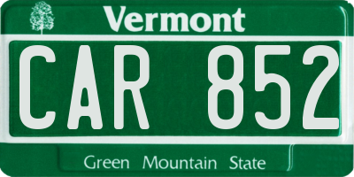 VT license plate CAR852
