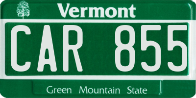 VT license plate CAR855