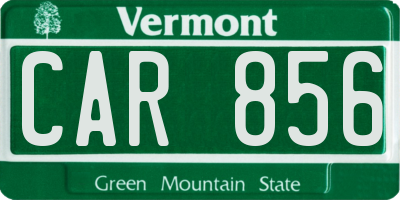VT license plate CAR856