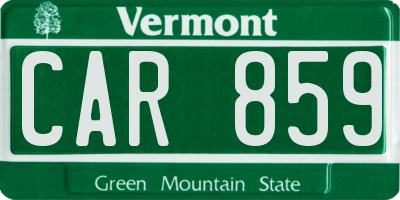 VT license plate CAR859