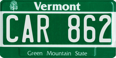 VT license plate CAR862
