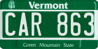 VT license plate CAR863