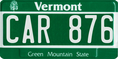 VT license plate CAR876
