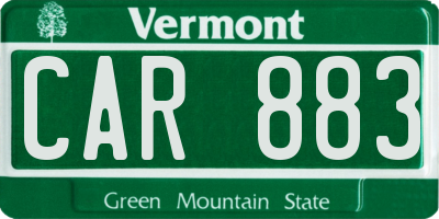 VT license plate CAR883