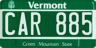 VT license plate CAR885