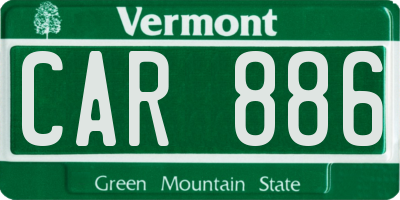 VT license plate CAR886