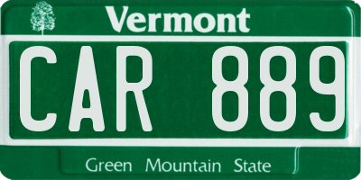 VT license plate CAR889