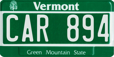 VT license plate CAR894