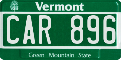 VT license plate CAR896