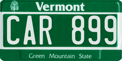 VT license plate CAR899