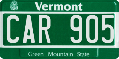 VT license plate CAR905
