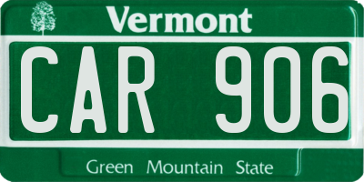 VT license plate CAR906