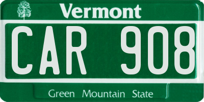 VT license plate CAR908