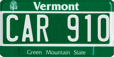 VT license plate CAR910