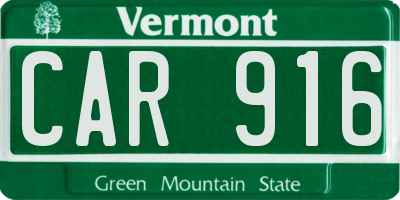 VT license plate CAR916