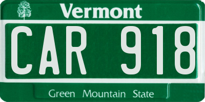 VT license plate CAR918