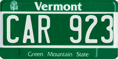VT license plate CAR923
