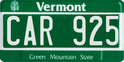VT license plate CAR925