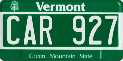 VT license plate CAR927