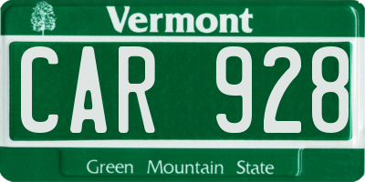 VT license plate CAR928