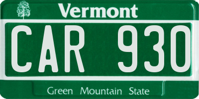 VT license plate CAR930