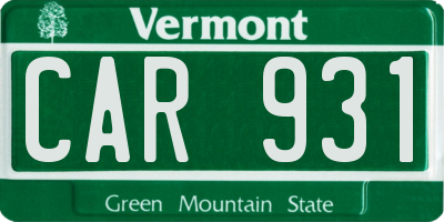 VT license plate CAR931
