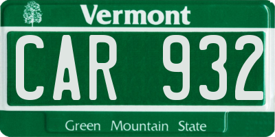 VT license plate CAR932