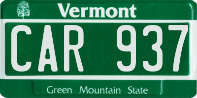 VT license plate CAR937