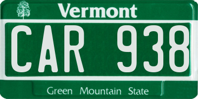 VT license plate CAR938
