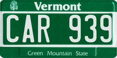 VT license plate CAR939