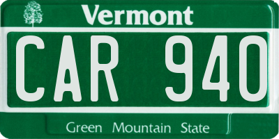 VT license plate CAR940