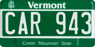 VT license plate CAR943