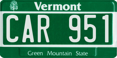 VT license plate CAR951