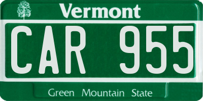 VT license plate CAR955