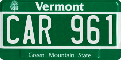 VT license plate CAR961