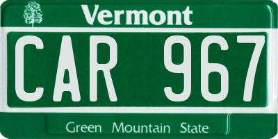 VT license plate CAR967