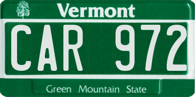 VT license plate CAR972
