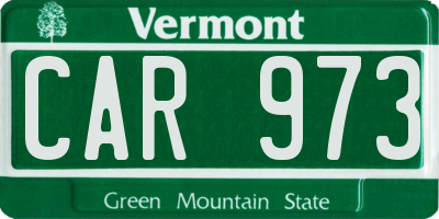 VT license plate CAR973