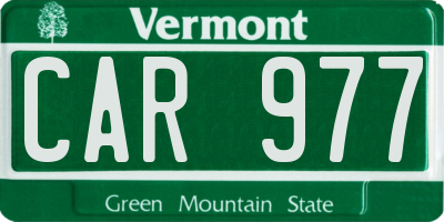 VT license plate CAR977