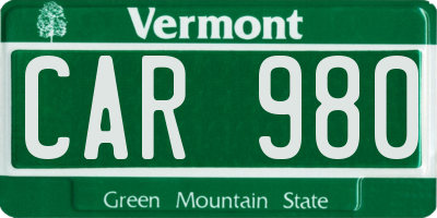 VT license plate CAR980